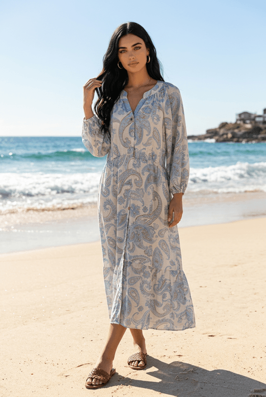 Paisley dress blå