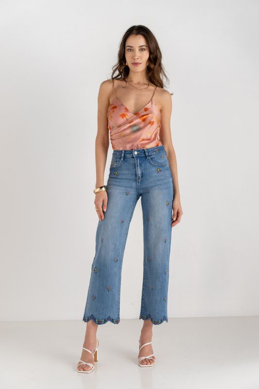 Onado brodert bukse denim