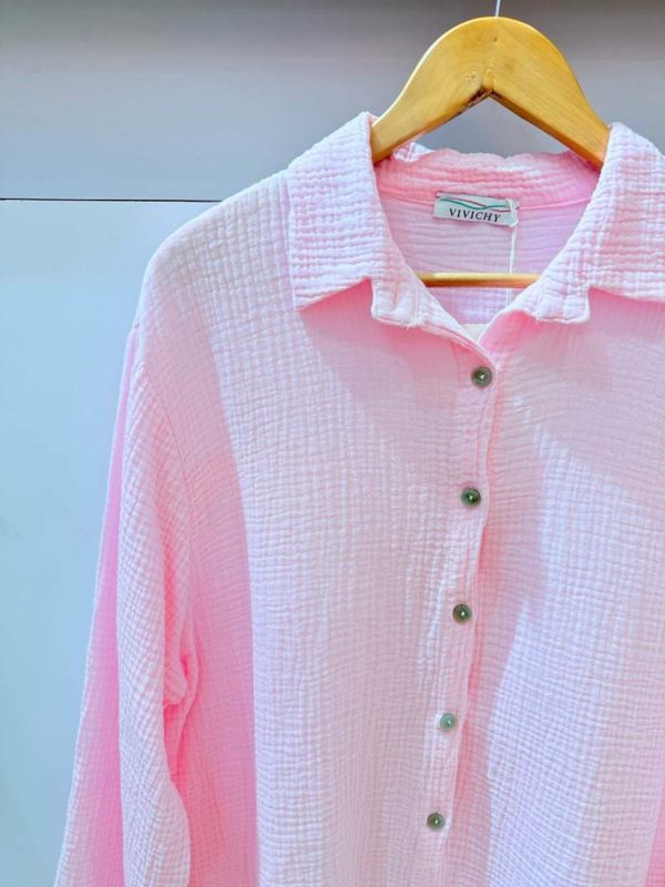 Krepp bluse oversize rosa