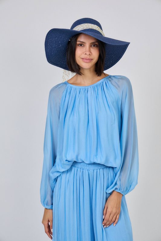 Sofia silke bluse turkis