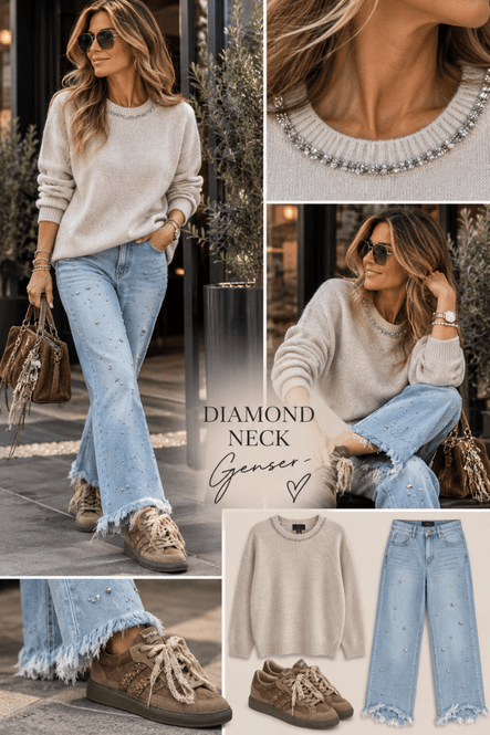 Hovedbilde Diamond neck beige