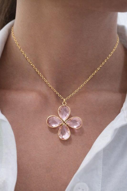 Firkløver smykke rosa