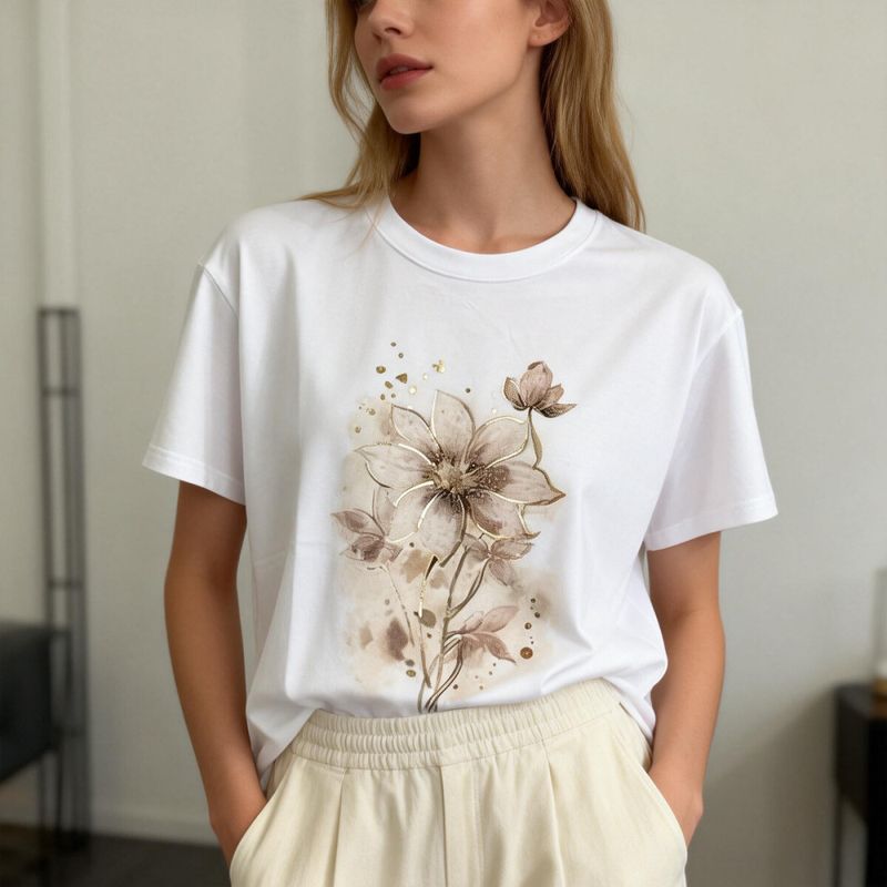 Annika tshirt blomster brun