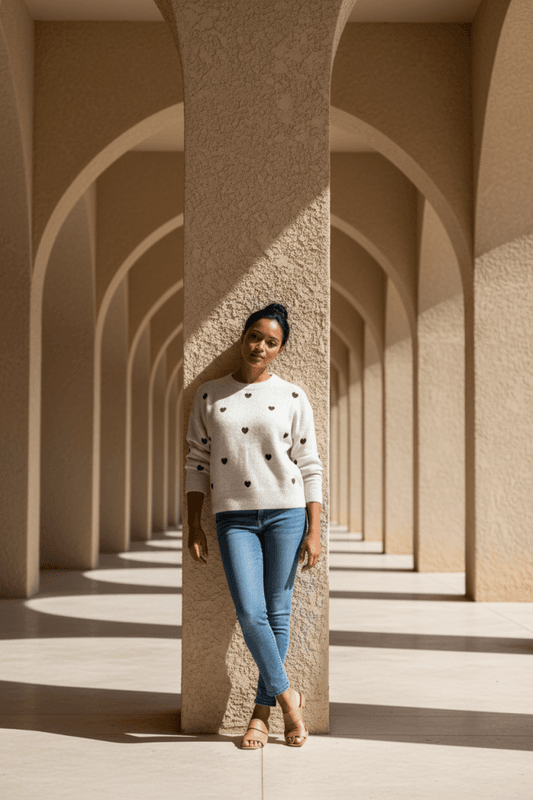 Tiny Genser med Broderte Hjerter