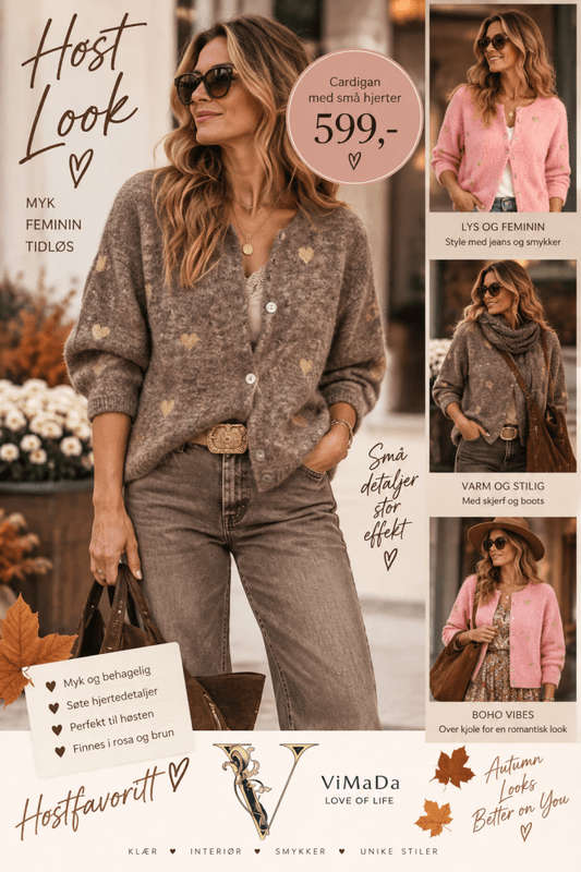 Cardigan med små hjerter rosa