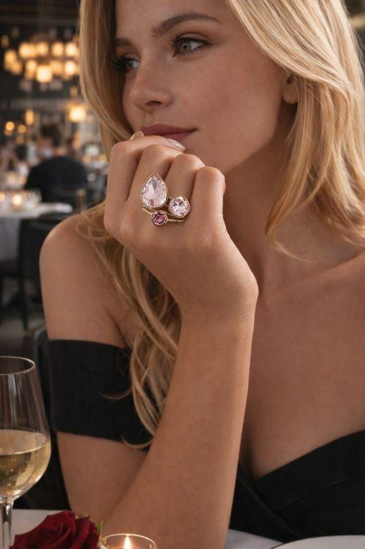 Krystall ring enkel rosa